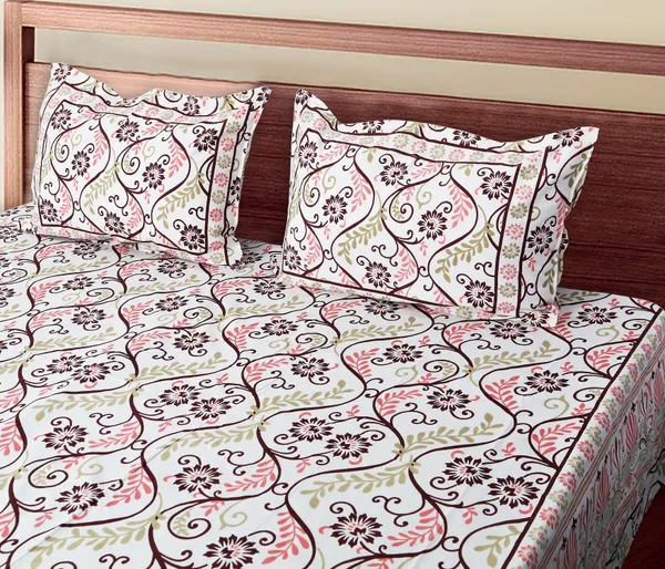 Mutlicolor_Cotton_Rajwada_Latika_Double_Bedsheet_With_Pillow_Cover_120X120_Cm